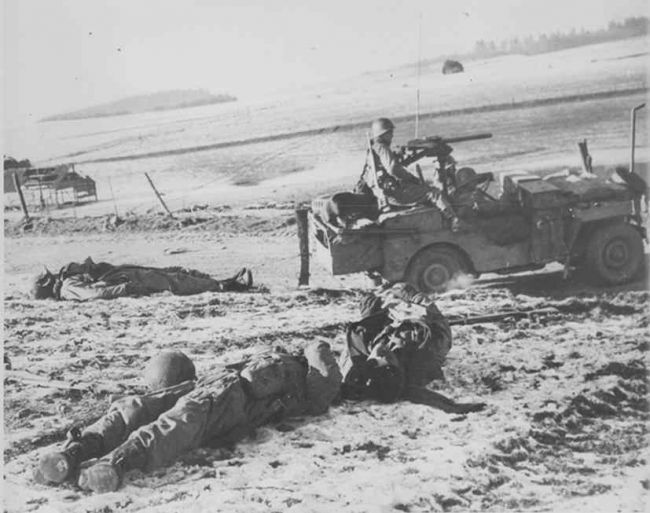 Down as they battled german attack