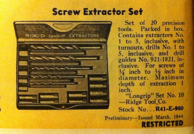 Class 41 screw extractor set