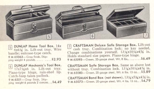 Dunlap toolboxes from the 1960 catalog
