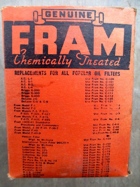 1942 Fram C-100 Box markings
