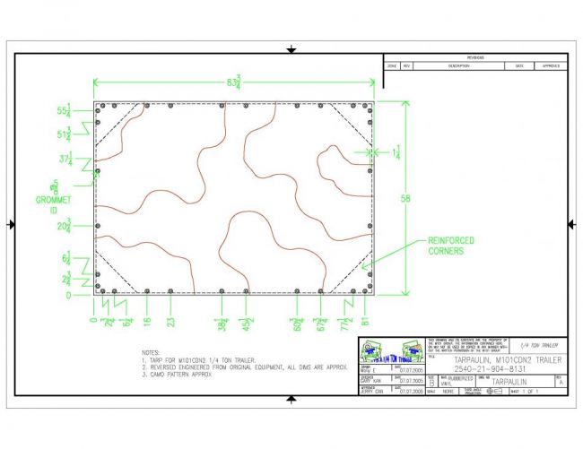 Tarp size for M101CDN2