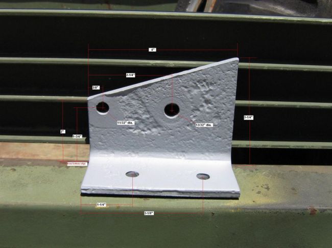 Brake handle bracket with dimensions - front