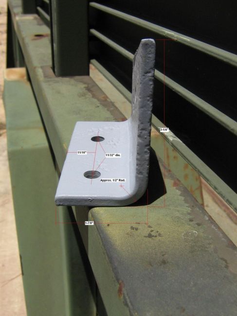 Brake handle bracket with dimensions - side