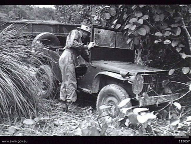 Recaptured Aussie jeep,Borneo 22 July1945