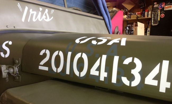 GPW White Over Blue Hood Number Stencil