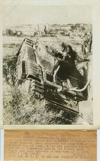 Tank Left at Dieppe Say Germans