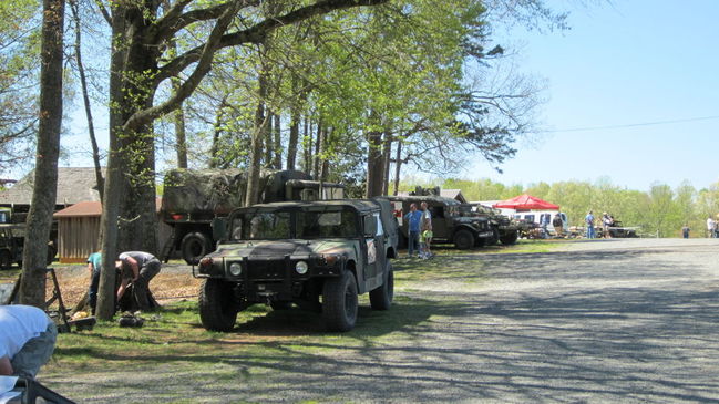 View down the line of vehicles at the Denton show