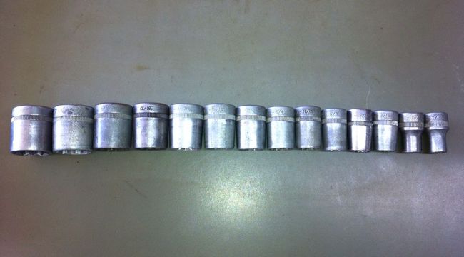 Completed D-I socket set from 7/16&quot; to 1-1/8&quot;