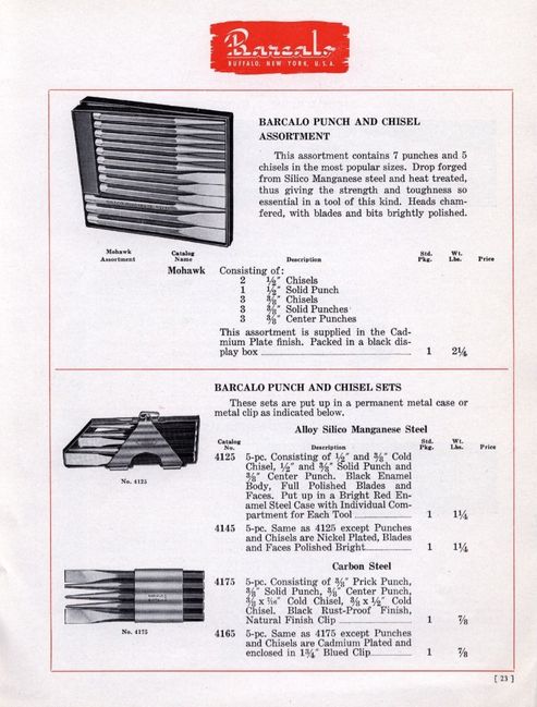 1940 Barcalo catalog punches