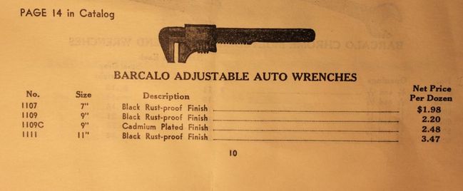 1941 Barcalo auto wrench listing