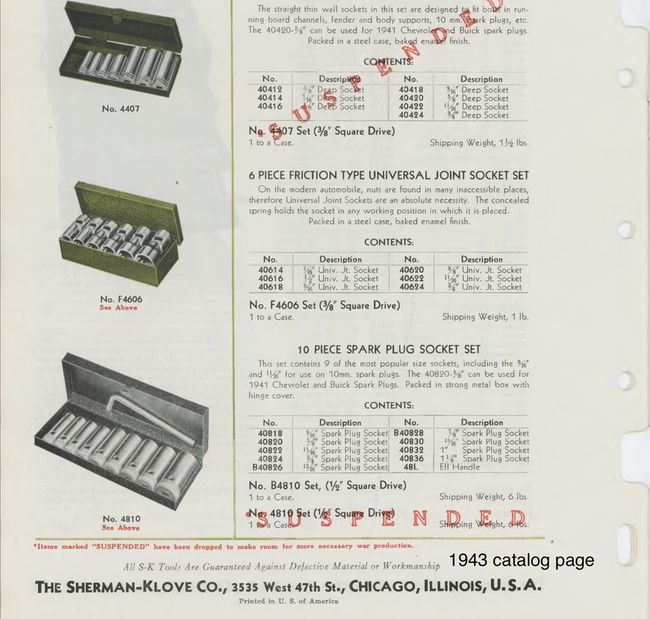 S-K spark plug socket set
