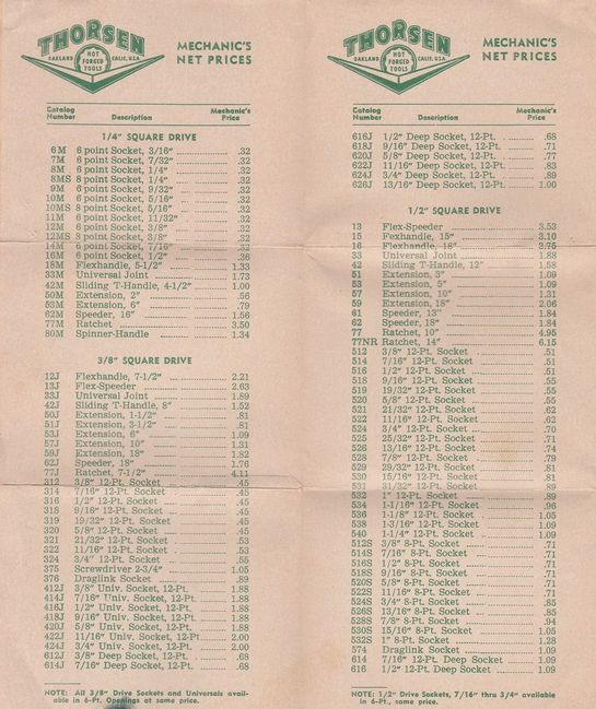 Thorsen flyer from 1956