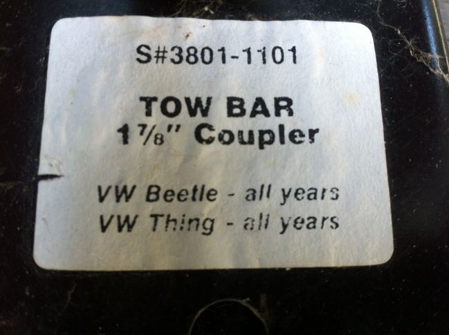 VW tow bar label