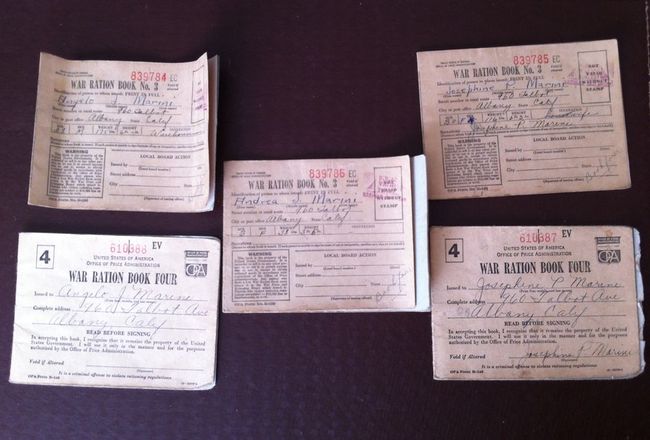 The Marini's wartime ration books
