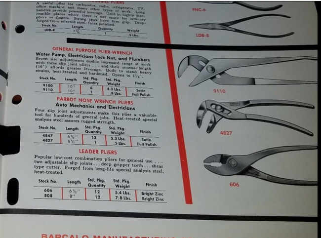 Images from the 1960 Barcalo catalog