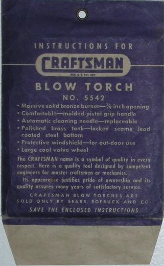 Craftsman blow torch information