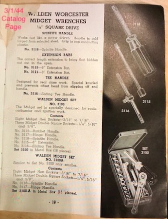 Walden 1/4&quot; drive 1944 catalog page