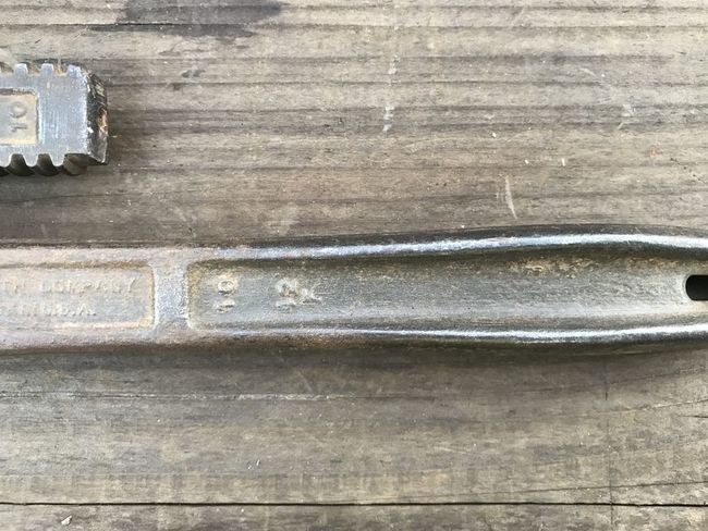Walco 10â€ pipe wrench from 1942