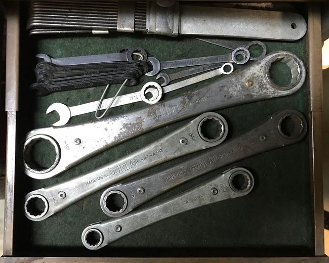 Dunlap toolbox 11/11/17 Scrapers, mini and ratchet wrenches