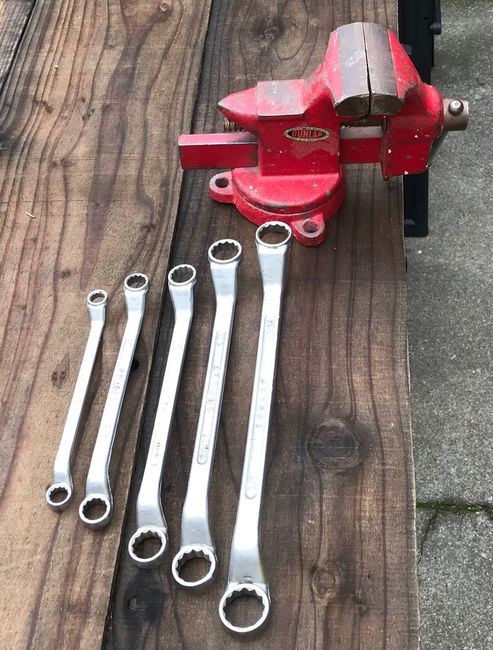 Tools from Steve 1/6/18 Dunlap DBE wrenches and vise