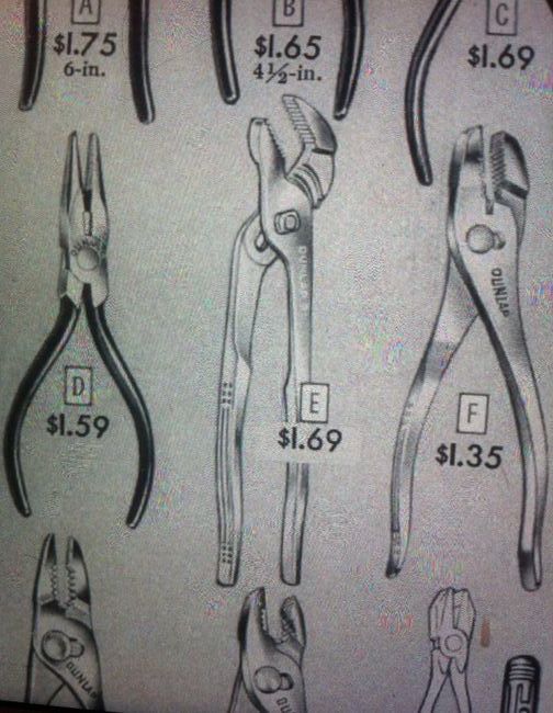 Dunlap pliers from the 1954 catalog