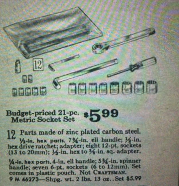 Sears metric Hex drive set