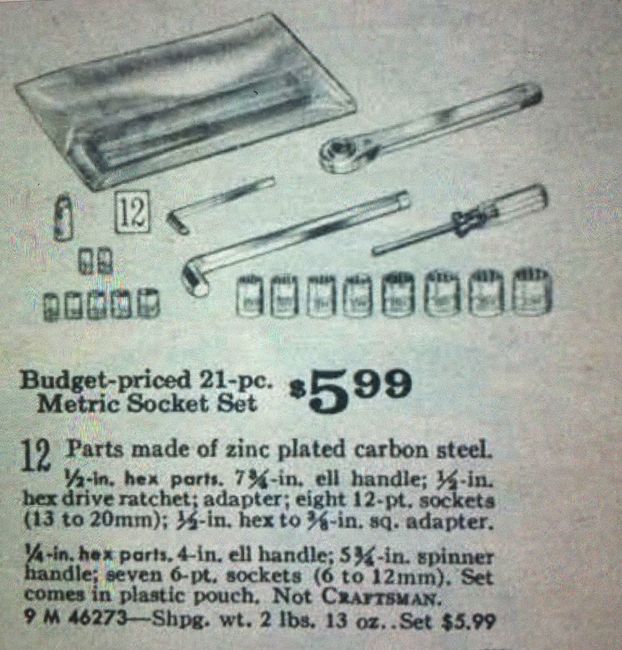 1964 Sears Metric Hex drive set