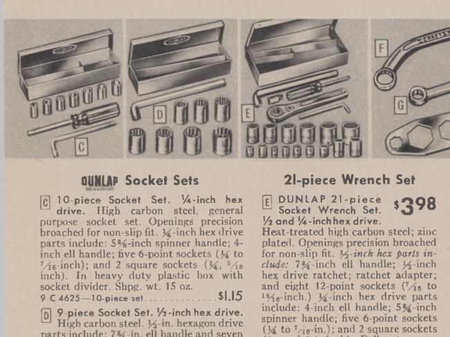 Dunlap Hex drive sets from '58