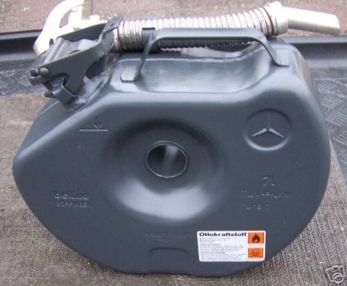 German car spare tyre fuel cans