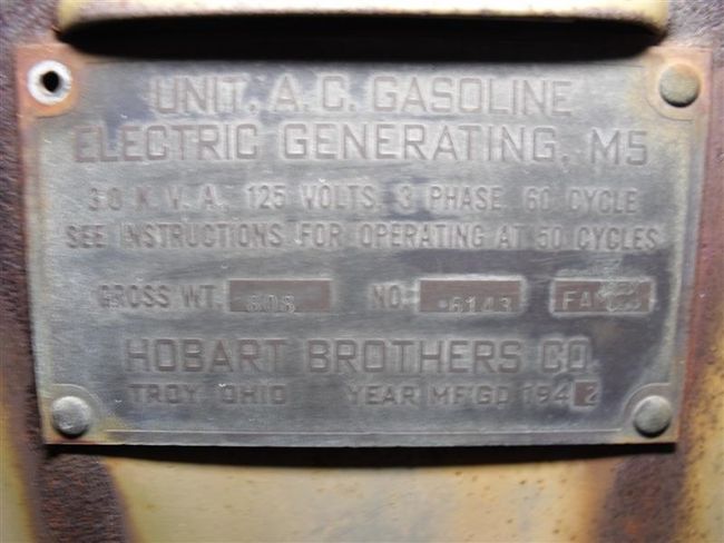 1942 Hobart Bros. Gasoline Electric Generating M5