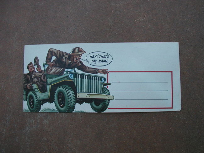 1942 Slat Grill Jeep cartoon envelope