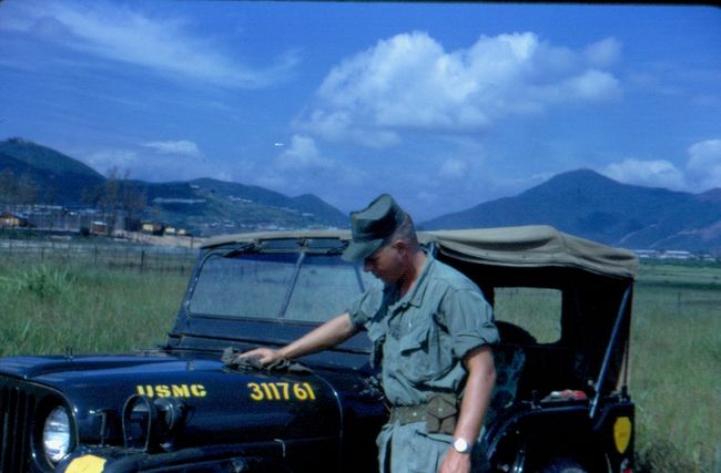 Gary Fox cleaning Dad's M38A1 in Vietnam