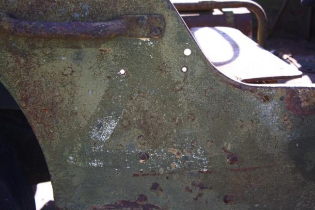 white triangle marking
