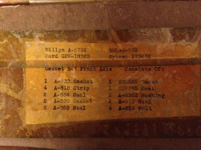 Front axle Gasket set