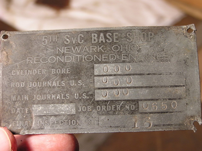 Engine rebuilt plate