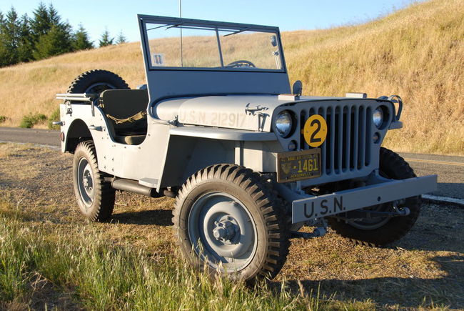 USN 1944 WILLYS MB ON MT TAM FRONT VIEW