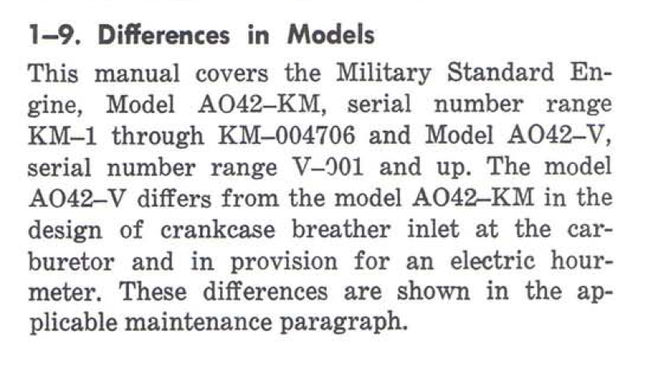 AO42 KM Engine Differences