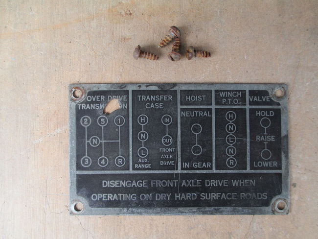 M-5H-6 Dump Truck Dash Plate