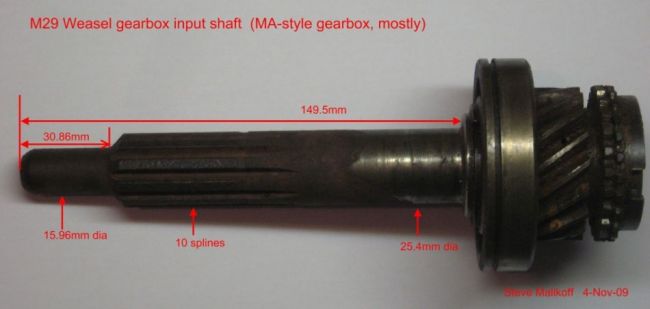 M29 Weasel gearbox input shaft