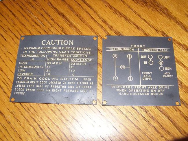 Ford gpw decals and caution plates #3