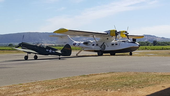 PBY-5 and P-40N