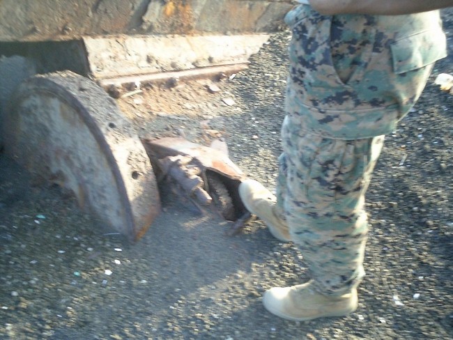 Unidentified destroyed vehicle on Iwo.