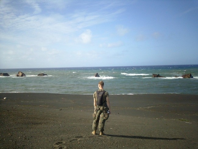 Kris on the beaches of Iwo.