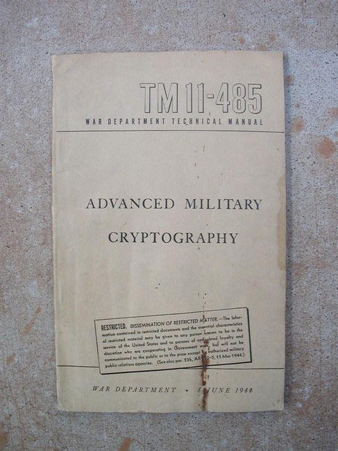 WW2 TM 11-485 Advanced Crypto manual