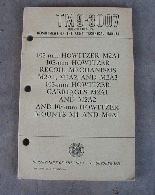 1953 TM 9-3007 on 105MM Howitzer