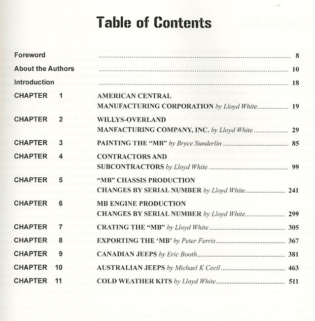 Lloyd White - Volume 1 Table of Contents