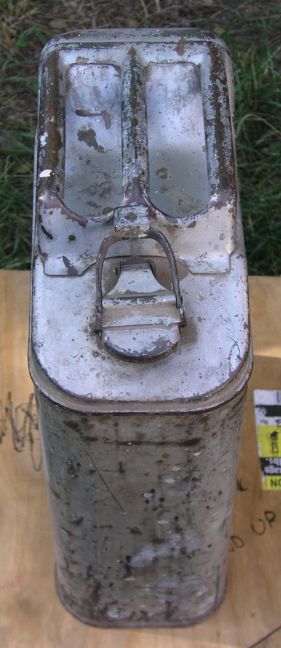 USMC fuel can with spout end view
