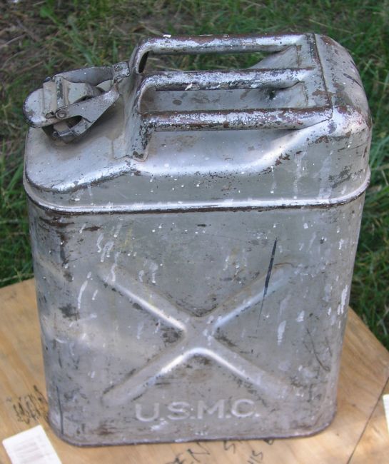 USMC fuel can with spout side view