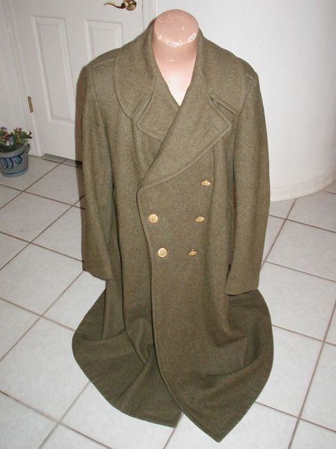 WW2 EM Wool Overcoat with Brass Buttons