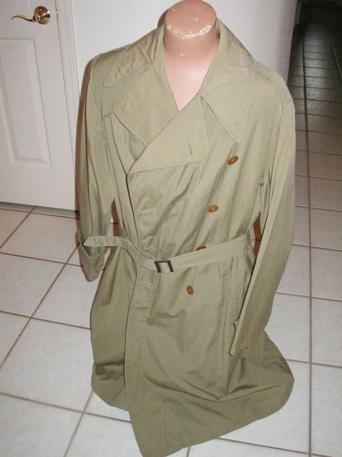 WW2 Officers Khaki Poplin Trench Coat